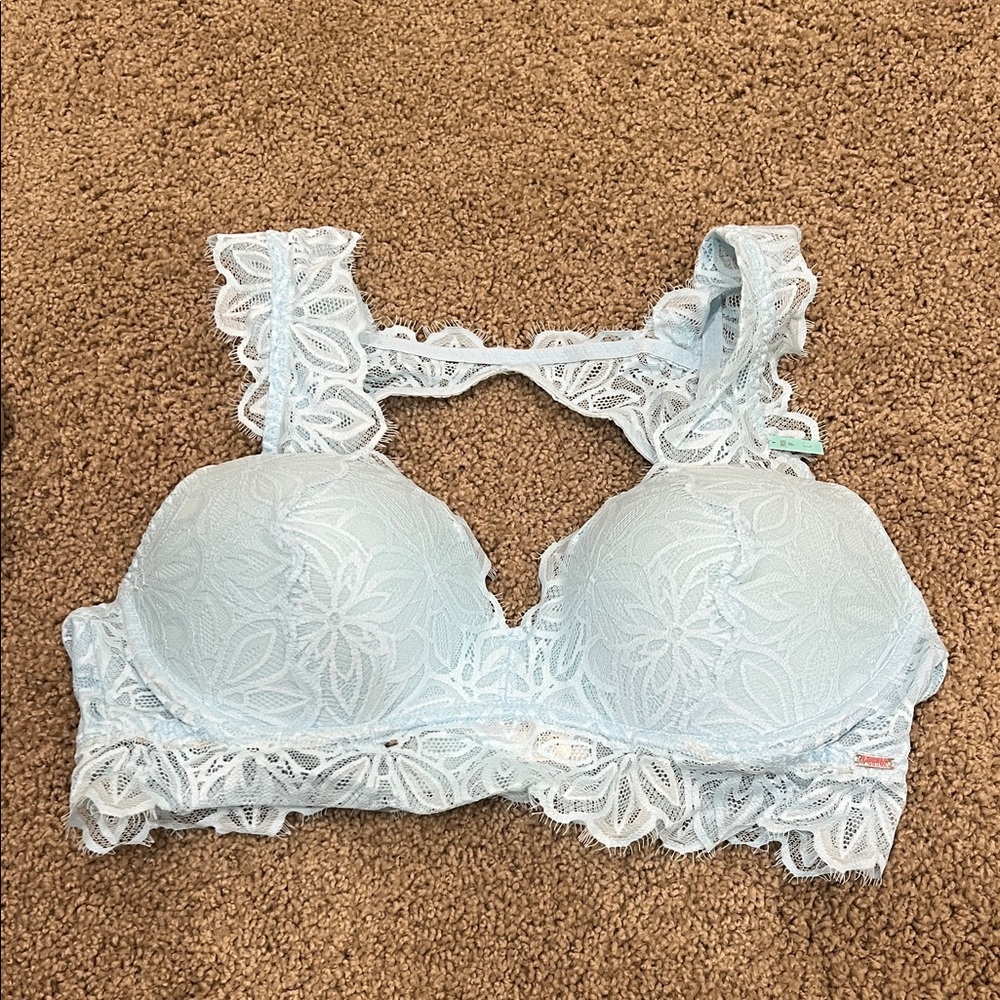 PINK Victoria's Secret Light Blue Lace Bra